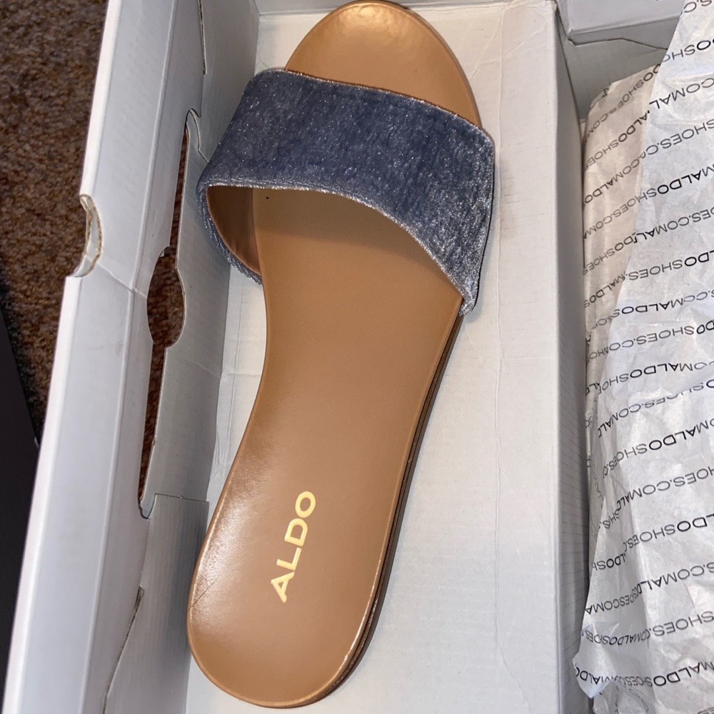 Brand new blue suede Aldo Fabrizzia_U slide size 8